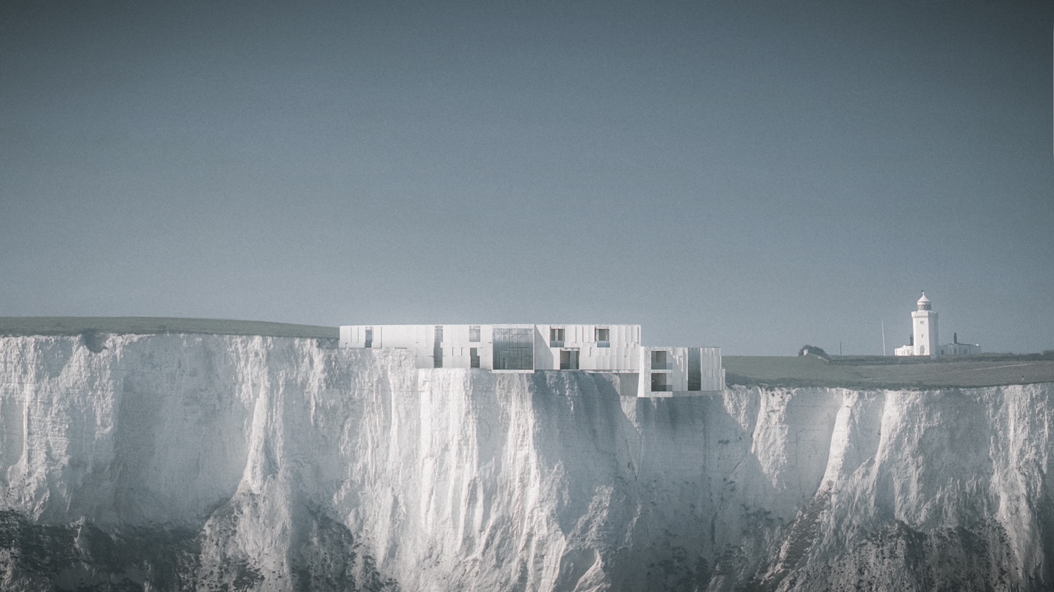 Cliffside architectural proposal overlooking the sea